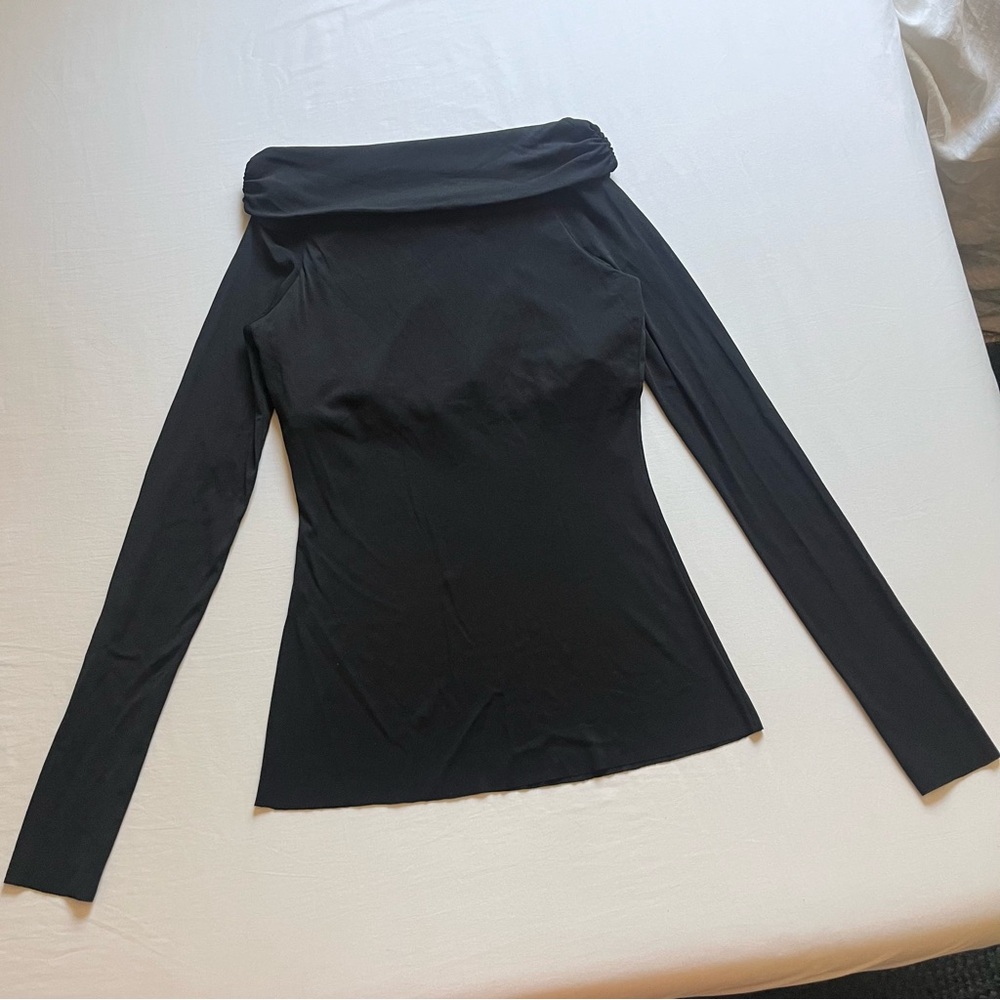Bumpsuit Black Mesh Knit Long Sleeve Off Shoulder Top